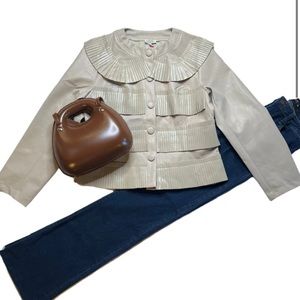 Tan leather coat size M